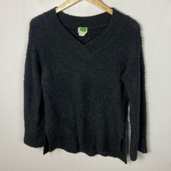 Anthropologie Alpaca Merino Wool Simone Sweater Grey Size XS Knit V-Neck Boho - Picture 12 of 13